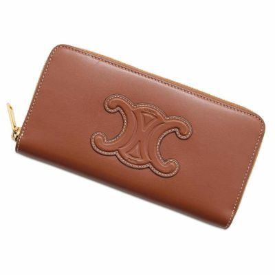セリーヌ 長財布 キュイル トリオンフ ラージ ジップウォレット カーフレザー 10K543 CELINE 財布 ブラウン 安心保証