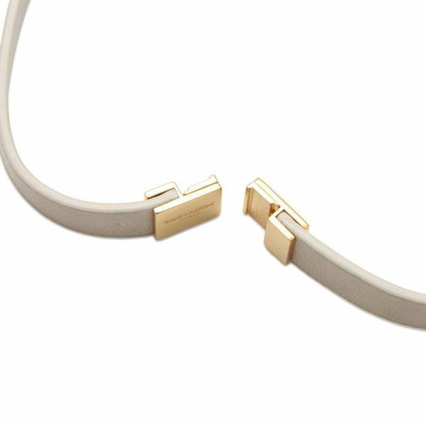 サンローランパリ バングル YSL ダブルラップブレスレット レザー サイズM 646558 SAINT LAURENT PARIS アクセサリー 白