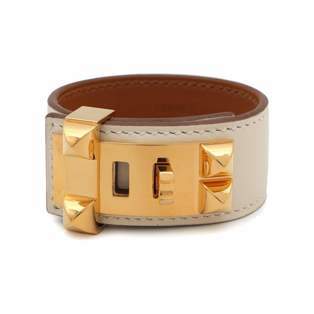 エルメス ブレスレット コリエ・ド・シアン 24 ナタ/ゴールド金具 サイズT1 スイフト U刻印 HERMES バングル