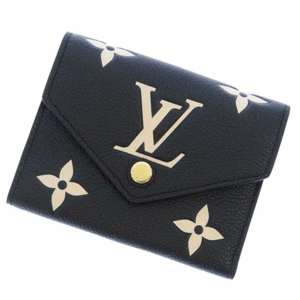 ルイヴィトン 財布 モノグラム・アンプラント ポルトフォイユ・ヴィクトリーヌ M80968 LOUIS VUITTON ヴィトン 二つ折り財布 黒 ベージュ