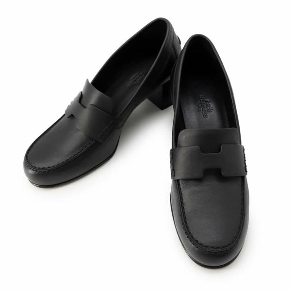 エルメス パンプス アンタンポレル50 カーフレザー レディースサイズ36 HERMES 靴 黒
