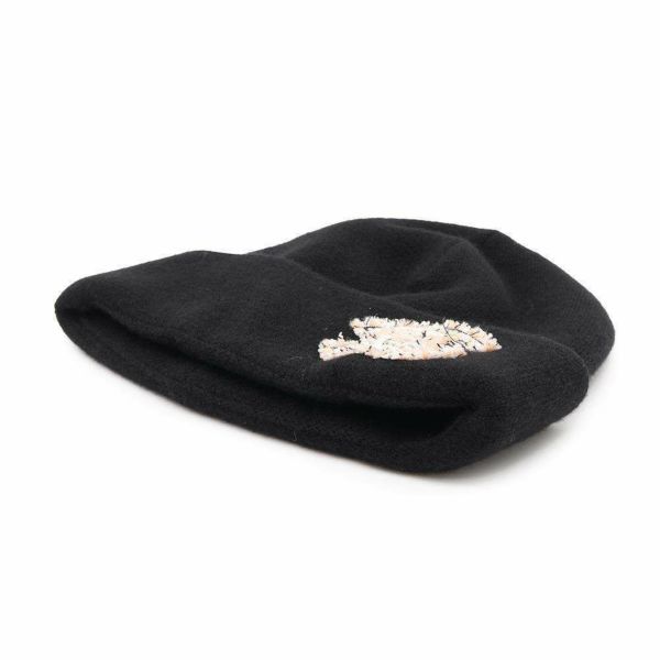 シャネル ニット帽 ココマーク ツイード カシミヤ AA8603 CHANEL 帽子 黒