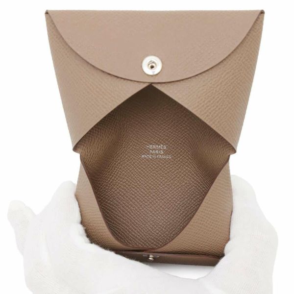 エルメス カードケース カルヴィ エトゥープ/シルバー金具 エプソン W刻印 HERMES 名刺入れ