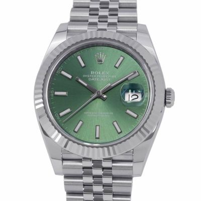 ロレックス デイトジャスト41 SS/K18WG ランダムシリアル ルーレット 126334 ROLEX 腕時計 ミントグリーン文字盤 安心保証