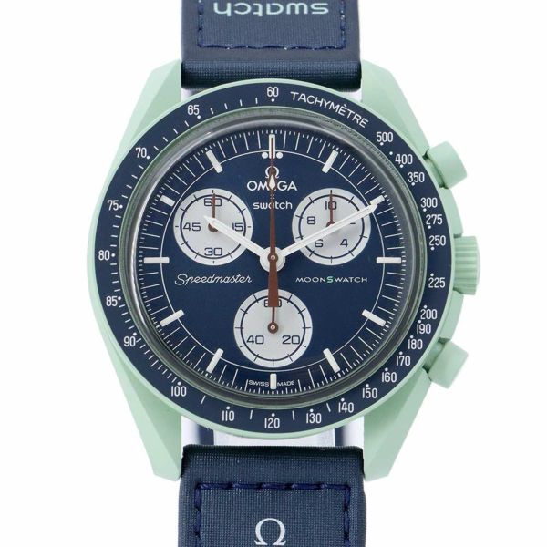 スウォッチ オメガ コラボ ミッション オン アース SO33G100 Swatch 腕時計 ブルー文字盤