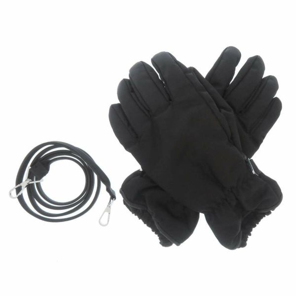 ボッテガヴェネタ 手袋 紐付き ナイロン サイズ8 1/2 672126 BOTTEGA VENETA グローブ 黒