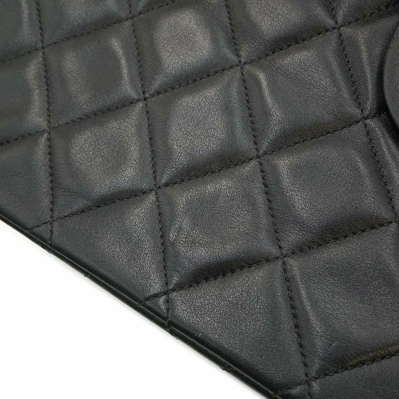 シャネル チェーンショルダーバッグ デカマトラッセ ココマーク Wチェーンショルダー ラムスキン A01094 CHANEL デカマト 黒