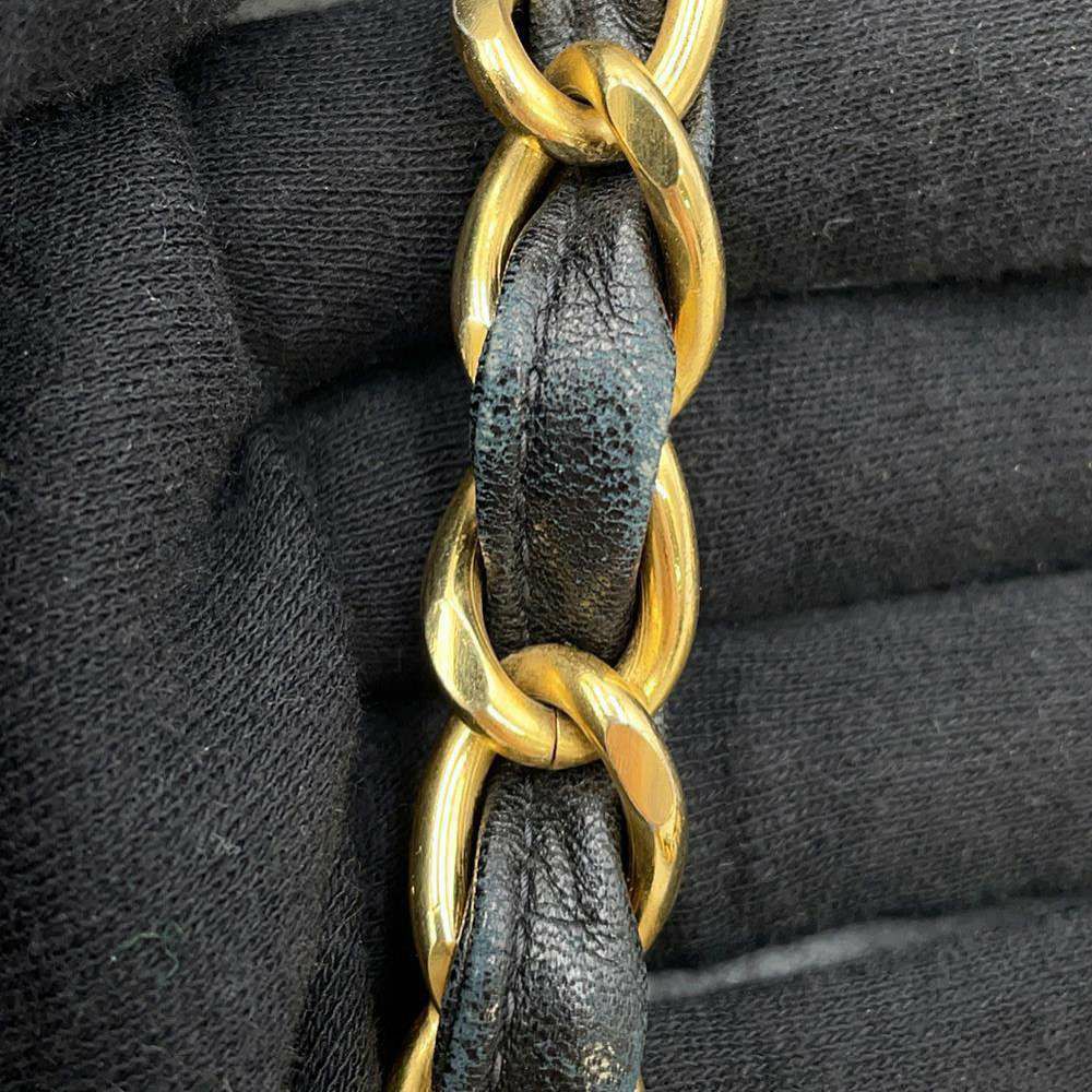 シャネル チェーンショルダーバッグ デカマトラッセ ココマーク Wチェーンショルダー ラムスキン A01094 CHANEL デカマト 黒