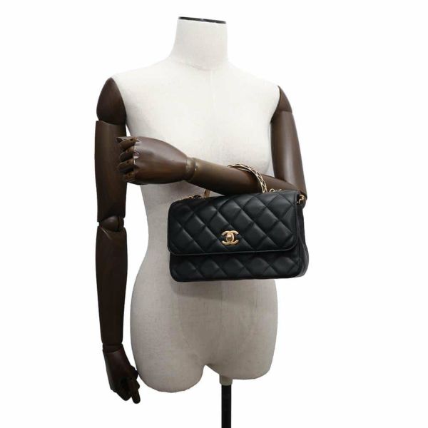 シャネル ショルダーバッグ マトラッセ ココマーク ラムスキン AS4233 CHANEL 2way 黒
