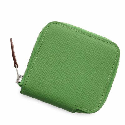 エルメス コインケース アザップコンパクト ミニ シルクイン ヴェールユッカ/シルバー金具 エプソン B刻印