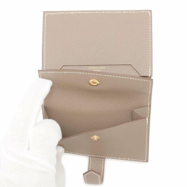 エルメス カードケース ベアン ミニ エトゥープ/ゴールド金具 エプソン W刻印 HERMES 名刺入れ