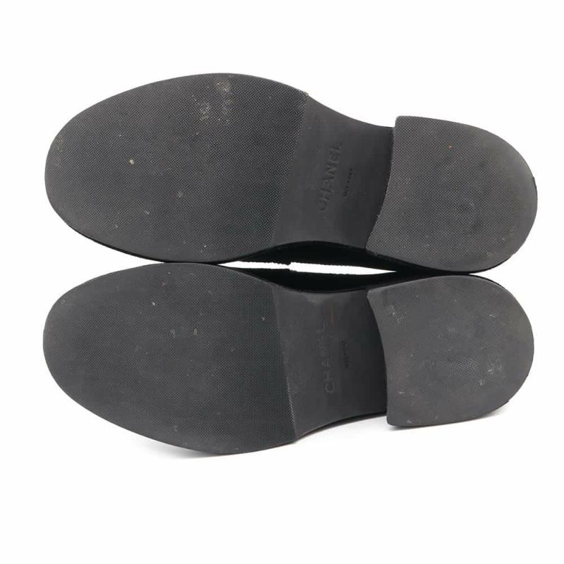 シャネル ローファー ココマーク 厚底 ベルベット レディースサイズ35 1/2C G39206 CHANEL 靴 黒 ヒール