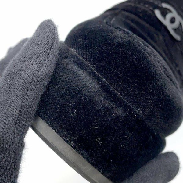 シャネル ローファー ココマーク 厚底 ベルベット レディースサイズ35 1/2C G39206 CHANEL 靴 黒 ヒール
