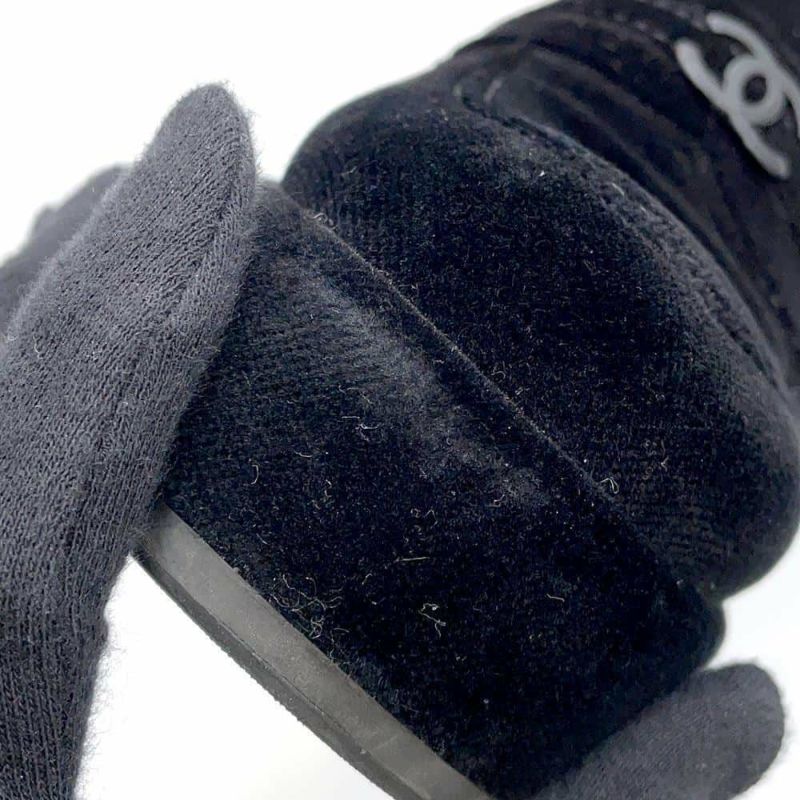 シャネル ローファー ココマーク 厚底 ベルベット レディースサイズ35 1/2C G39206 CHANEL 靴 黒 ヒール
