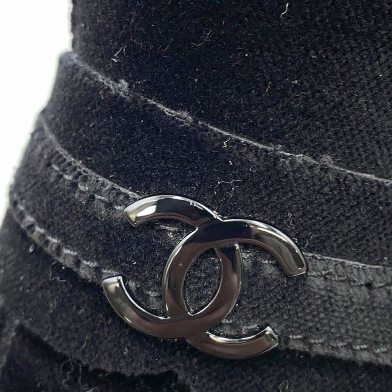 シャネル ローファー ココマーク 厚底 ベルベット レディースサイズ35 1/2C G39206 CHANEL 靴 黒 ヒール