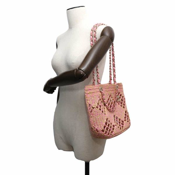 シャネル トートバッグ ココマーク スモール ショッピングバッグ ラフィア AS4714 CHANEL ショルダーバッグ