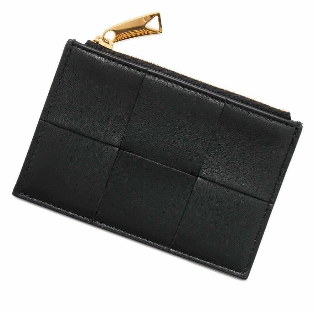 ボッテガヴェネタ カードケース カセット ファスナーカードケース ラムスキン 765460 BOTTEGA VENETA 黒