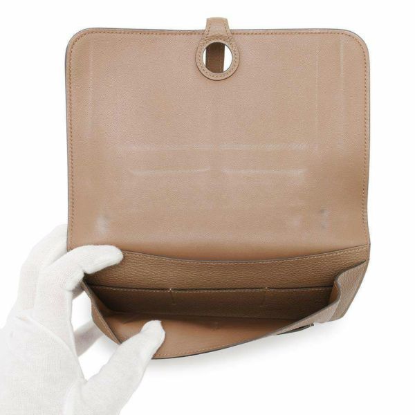 エルメス 長財布 ドゴンGM ベージュドゥワイマール/シルバー金具 トゴ B刻印 HERMES 財布