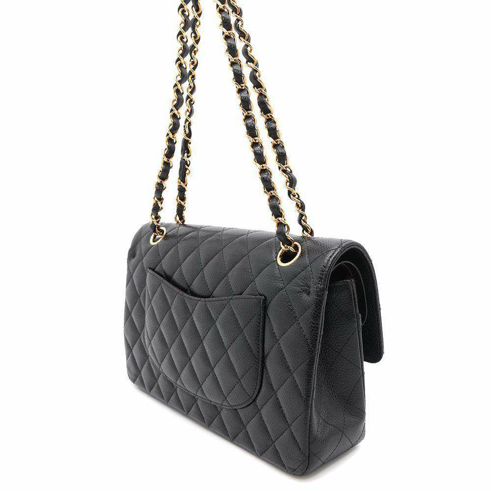 シャネル チェーンショルダーバッグ マトラッセ25 ココマーク キャビアスキン ダブルチェーン A01112 CHANEL 黒