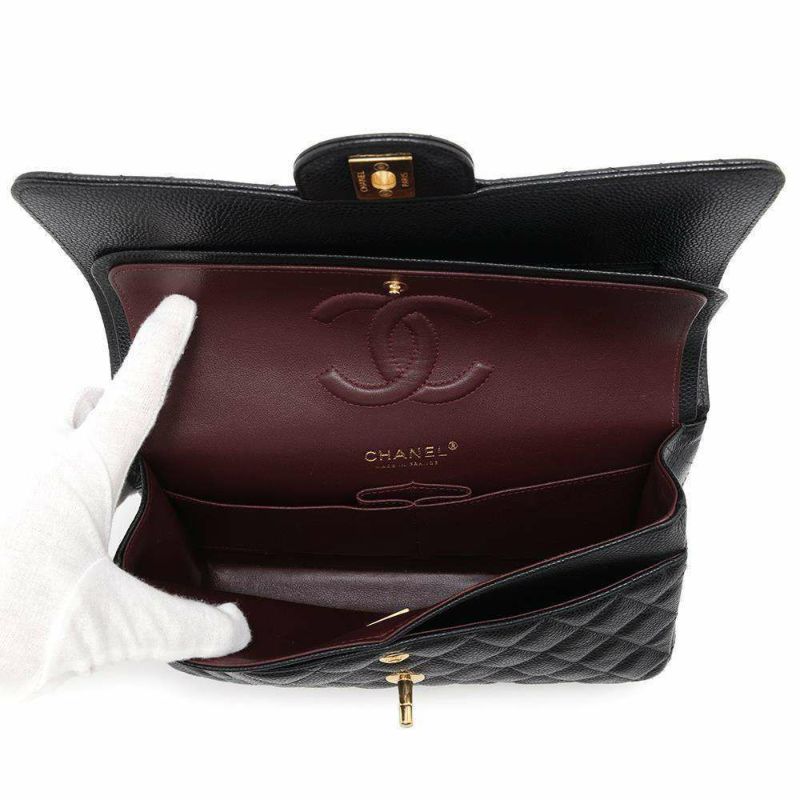 シャネル チェーンショルダーバッグ マトラッセ25 ココマーク キャビアスキン ダブルチェーン A01112 CHANEL 黒