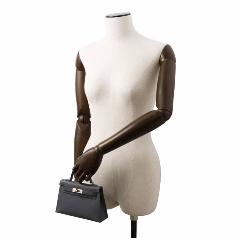 エルメス ハンドバッグ ミニケリードゥ 外縫い グリミスティ/エレクトラム金具 エプソン W刻印 2wayショルダー