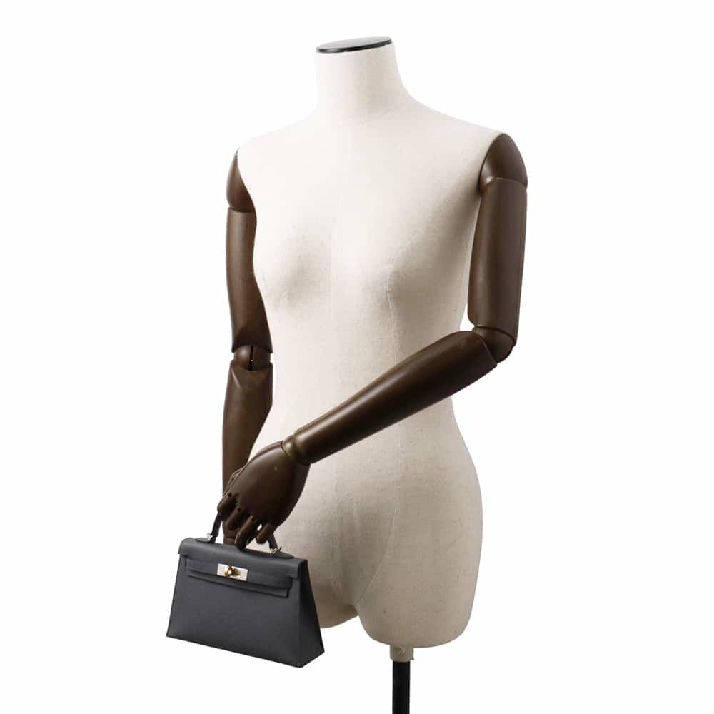 エルメス ハンドバッグ ミニケリードゥ 外縫い グリミスティ/エレクトラム金具 エプソン W刻印 2wayショルダー