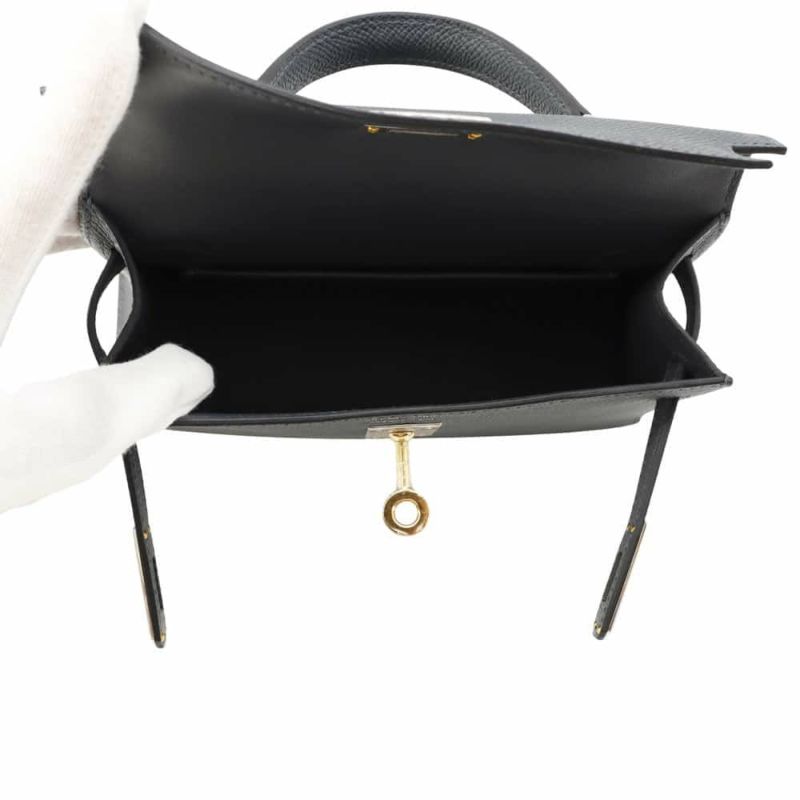 エルメス ハンドバッグ ミニケリードゥ 外縫い グリミスティ/エレクトラム金具 エプソン W刻印 2wayショルダー