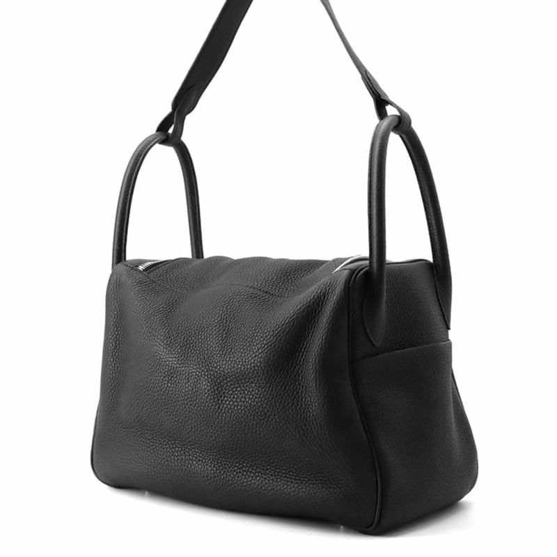エルメス ハンドバッグ リンディ30 ブラック/シルバー金具 トリヨンクレマンス C刻印 2wayショルダー 黒