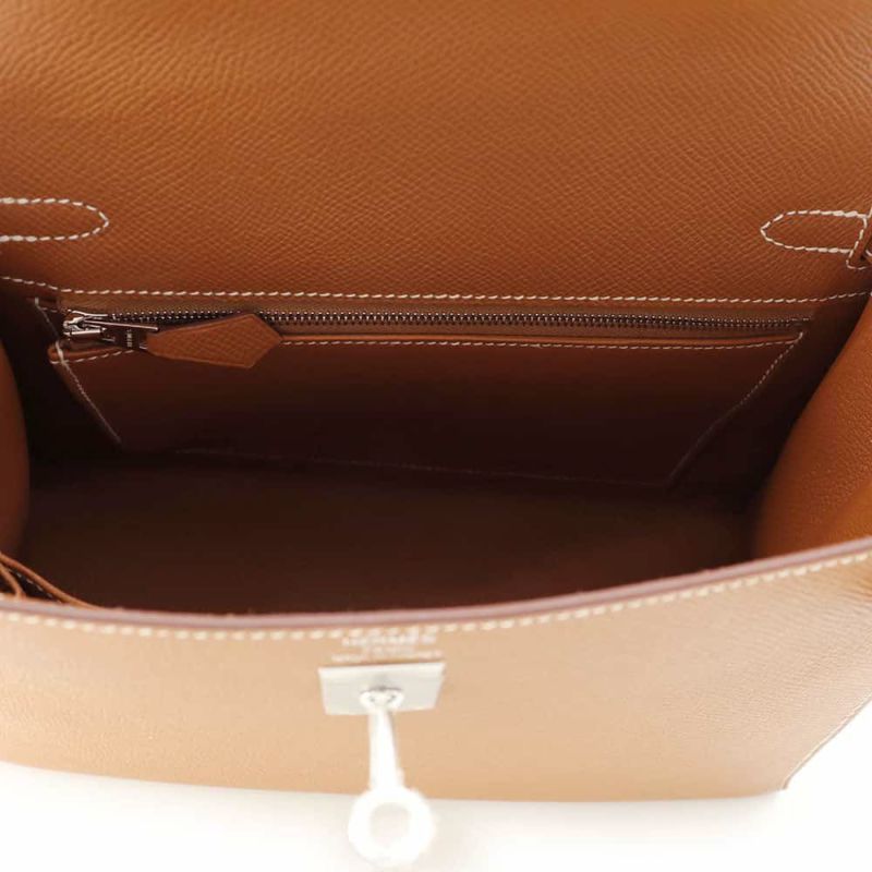 エルメス ハンドバッグ ケリー25 外縫い ゴールド/シルバー金具 エプソン W刻印 2wayショルダー