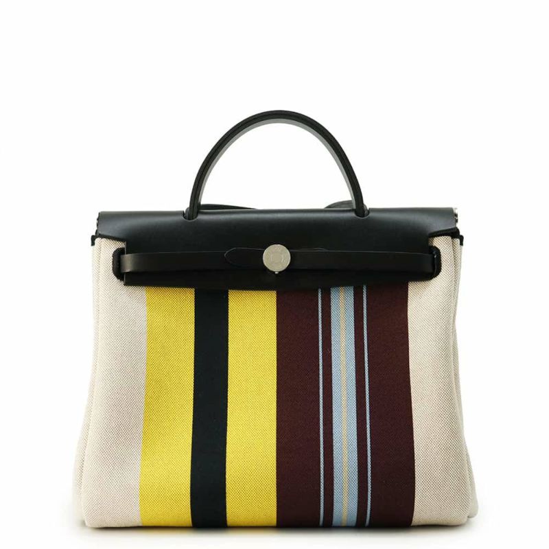 エルメス エールバッグジップPM ルトゥルネ レイユール・デキパージュ ブラック/エクリュ/シルバー金具 トワルアッシュ W刻印