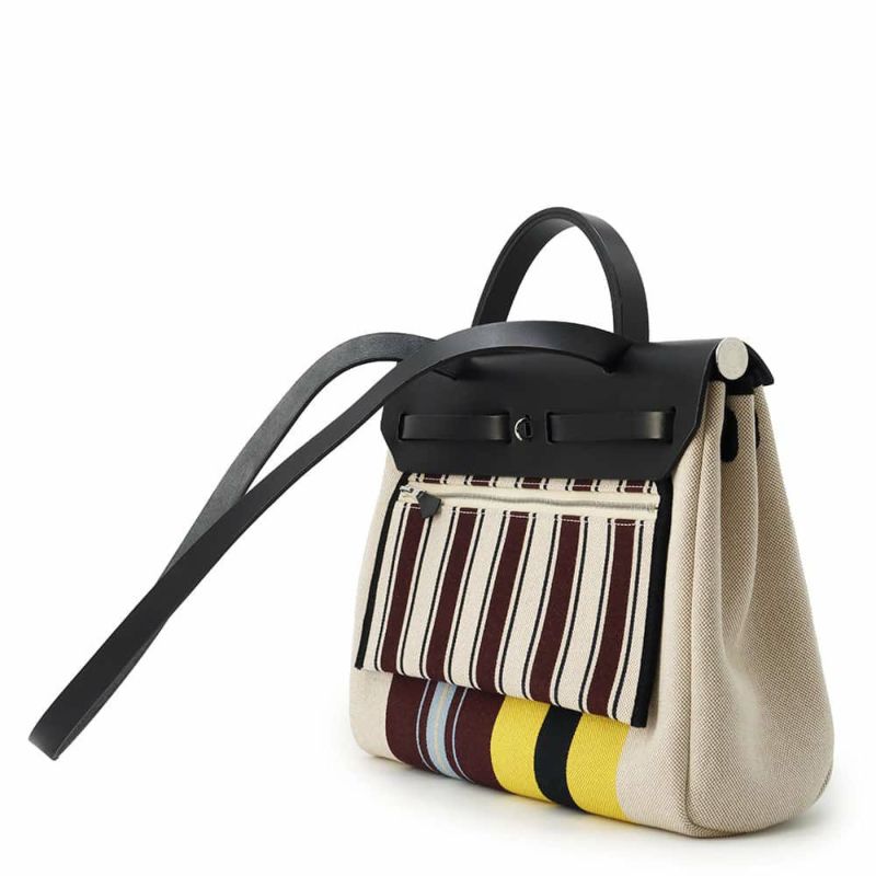 エルメス エールバッグジップPM ルトゥルネ レイユール・デキパージュ ブラック/エクリュ/シルバー金具 トワルアッシュ W刻印