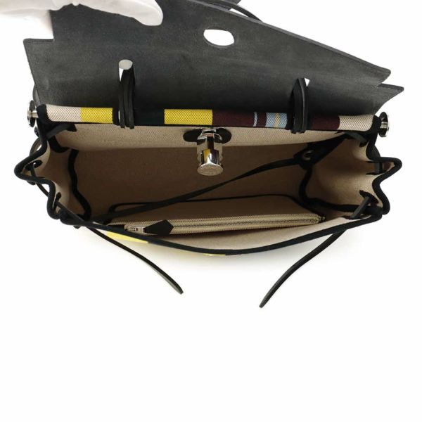 エルメス エールバッグジップPM ルトゥルネ レイユール・デキパージュ ブラック/エクリュ/シルバー金具 トワルアッシュ W刻印