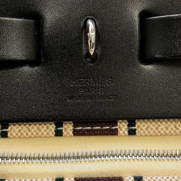 エルメス エールバッグジップPM ルトゥルネ レイユール・デキパージュ ブラック/エクリュ/シルバー金具 トワルアッシュ W刻印