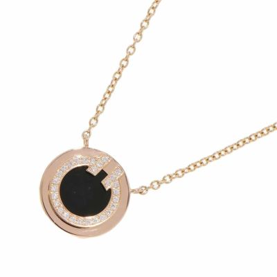 ティファニー ネックレス TWO サークル ダイヤモンド  0.03ct オニキス K18PGピンクゴールド 67520556 Tiffany&Co. ジュエリー 安心保証