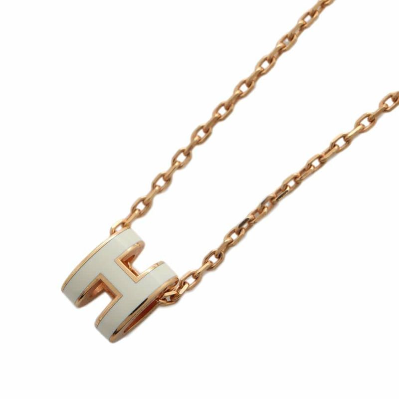 エルメス ネックレス ミニ・ポップアッシュ ホワイト/ピンクゴールド金具 HERMES アクセサリー