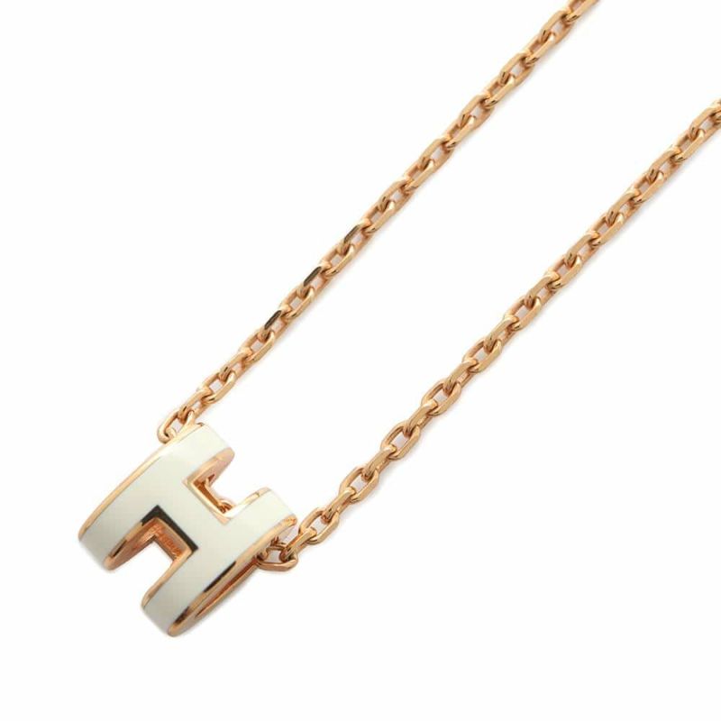 エルメス ネックレス ミニ・ポップアッシュ ホワイト/ピンクゴールド金具 HERMES アクセサリー