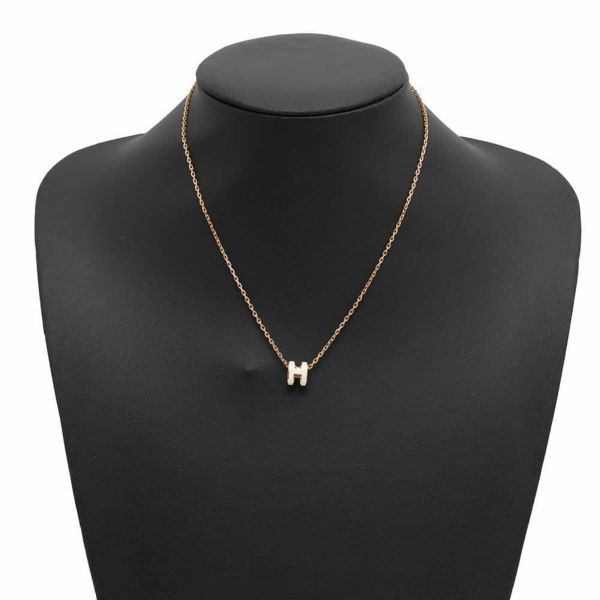 エルメス ネックレス ミニ・ポップアッシュ ホワイト/ピンクゴールド金具 HERMES アクセサリー