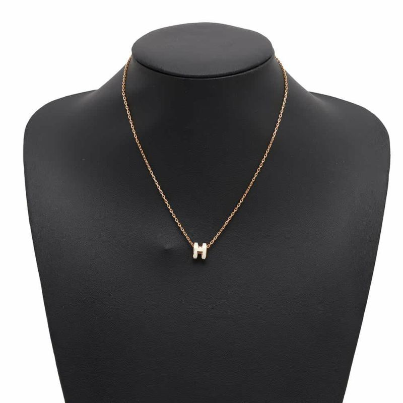 エルメス ネックレス ミニ・ポップアッシュ ホワイト/ピンクゴールド金具 HERMES アクセサリー