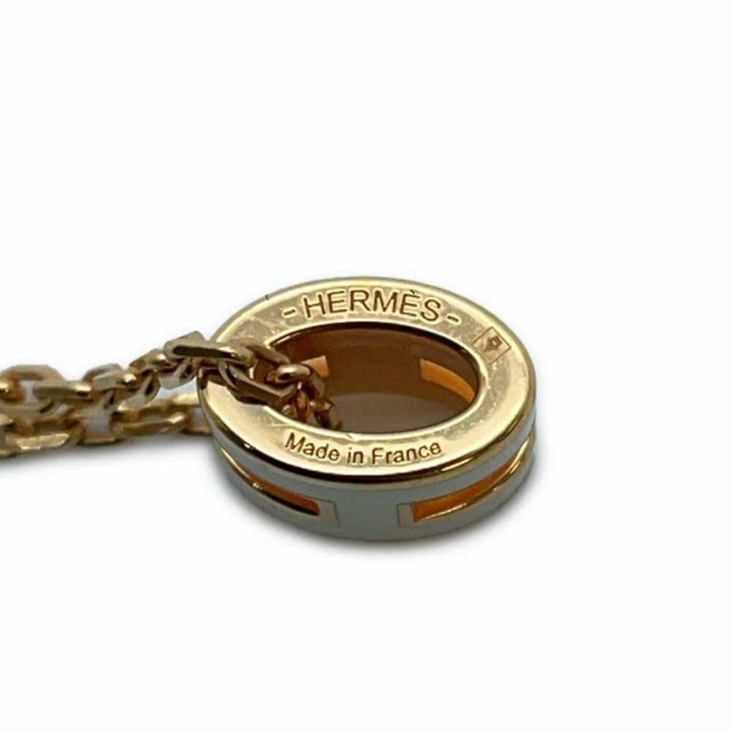 エルメス ネックレス ミニ・ポップアッシュ ホワイト/ピンクゴールド金具 HERMES アクセサリー