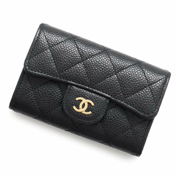 シャネル カードケース マトラッセ クラシックカードケース ココマーク キャビアスキン AP0214 CHANEL 名刺入れ 黒