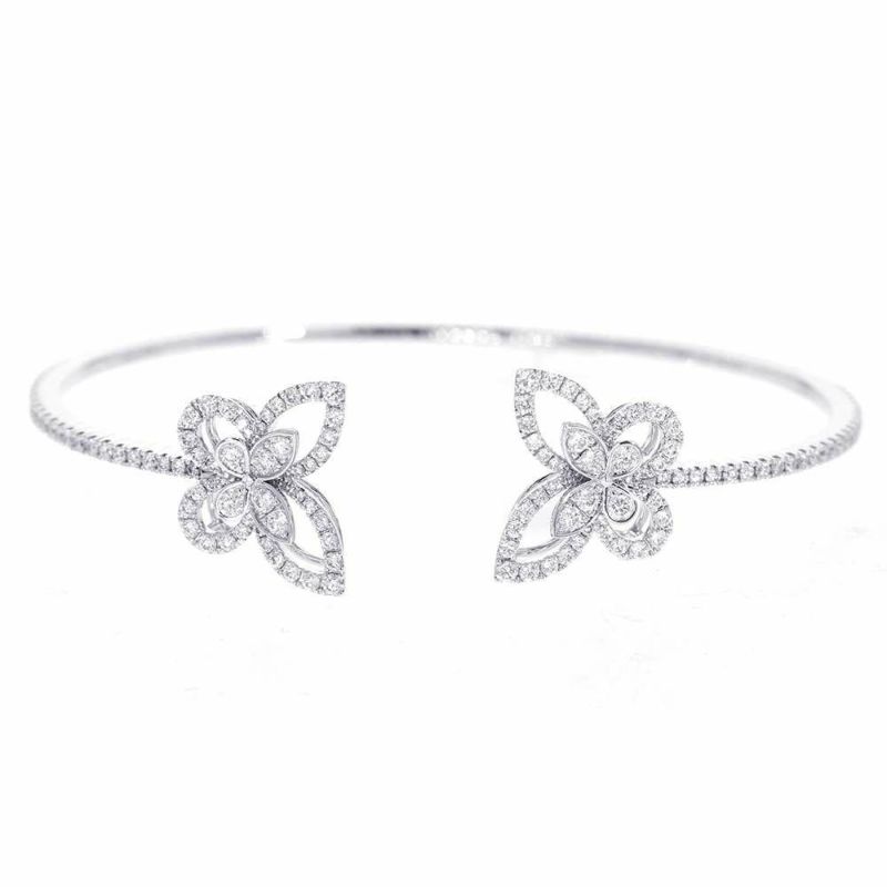 グラフ ブレスレット ダブル バタフライ シルエット ダイヤモンド 1.15ct K18WG バングル RGB499