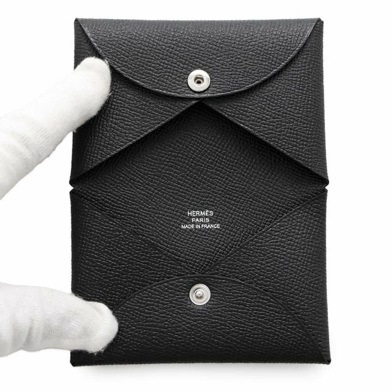 エルメス カードケース カルヴィ ブラック エプソン W刻印 HERMES 名刺入れ 黒