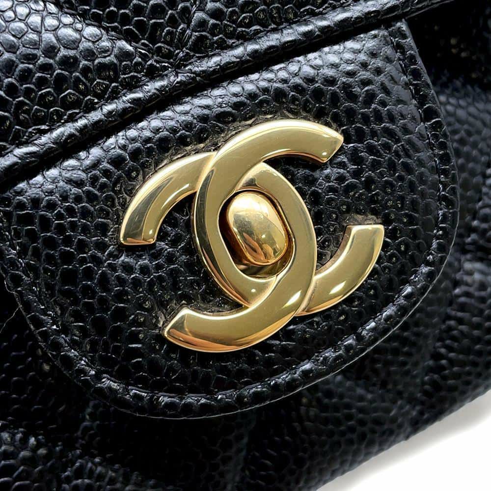 シャネル チェーンショルダーバッグ マトラッセ25 ココマーク キャビアスキン ダブルチェーン A01112 CHANEL 黒