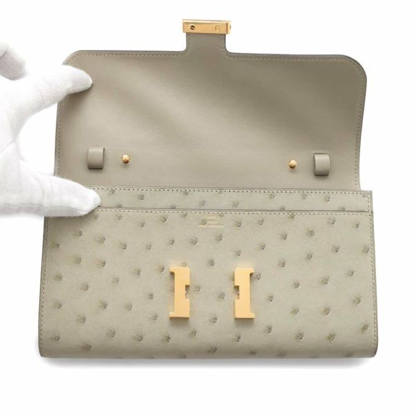 エルメス 長財布 コンスタンス トゥーゴー ロング セージ/ゴールド金具 オーストリッチ U刻印 財布