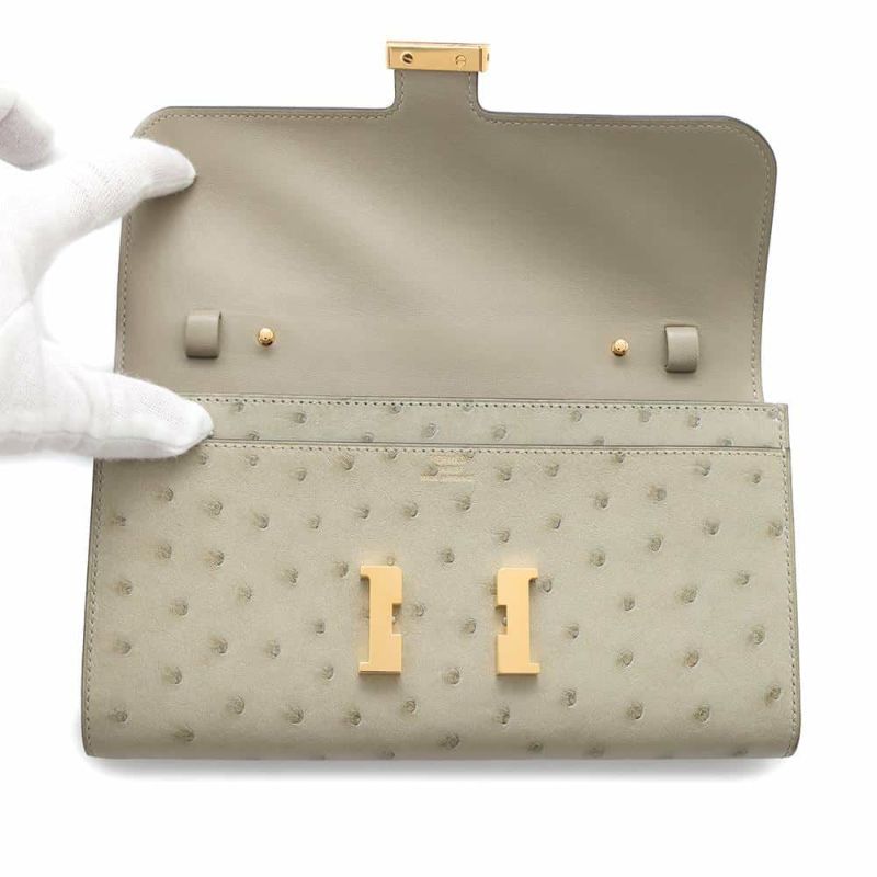 エルメス 長財布 コンスタンス トゥーゴー ロング セージ/ゴールド金具 オーストリッチ U刻印 財布