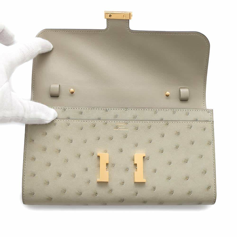 エルメス 長財布 コンスタンス トゥーゴー ロング セージ/ゴールド金具 オーストリッチ U刻印 財布