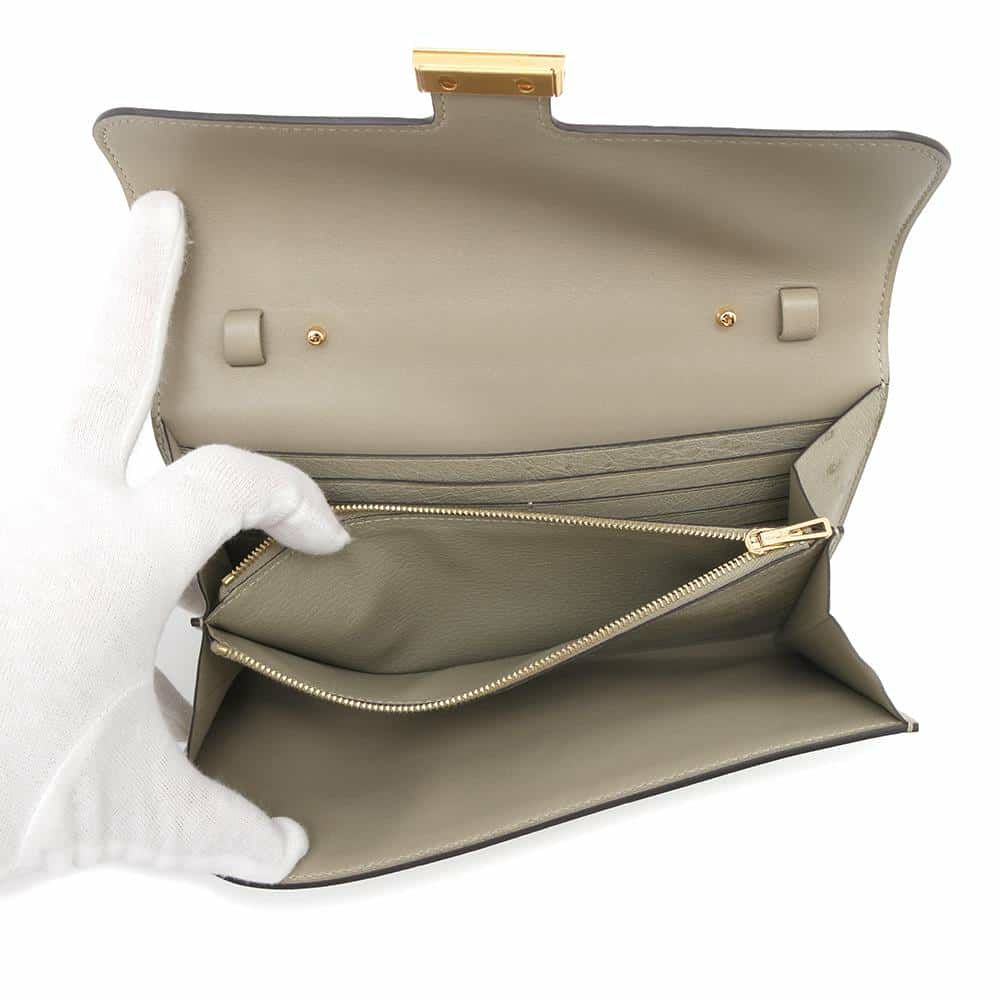 エルメス 長財布 コンスタンス トゥーゴー ロング セージ/ゴールド金具 オーストリッチ U刻印 財布
