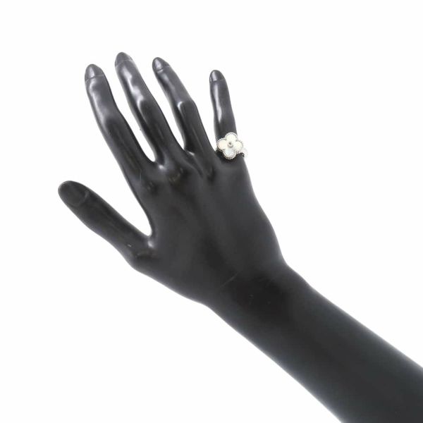 ヴァンクリーフ&アーペル リング ヴィンテージ アルハンブラ リング マザーオブパール ダイヤ 1P 0.05ct K18WG サイズ49 VCARF48900