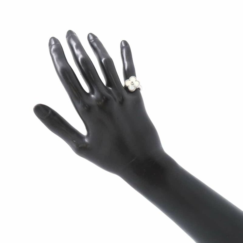 ヴァンクリーフ&アーペル リング ヴィンテージ アルハンブラ リング マザーオブパール ダイヤ 1P 0.05ct K18WG サイズ49 VCARF48900