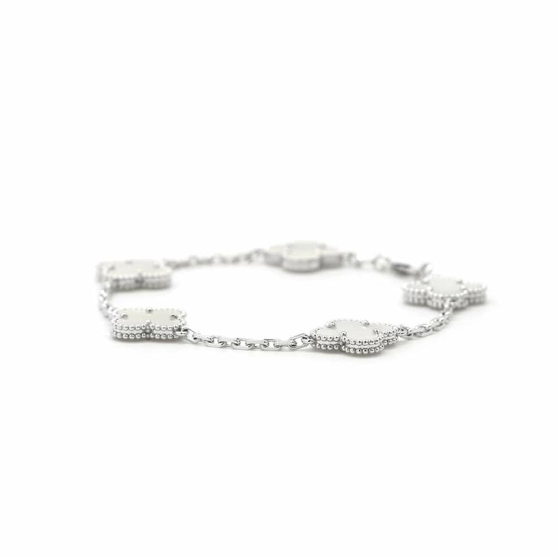 ヴァンクリーフ＆アーペル ブレスレット ヴィンテージ アルハンブラ 5モチーフ マザーオブパール K18WGホワイトゴールド VCARF48400